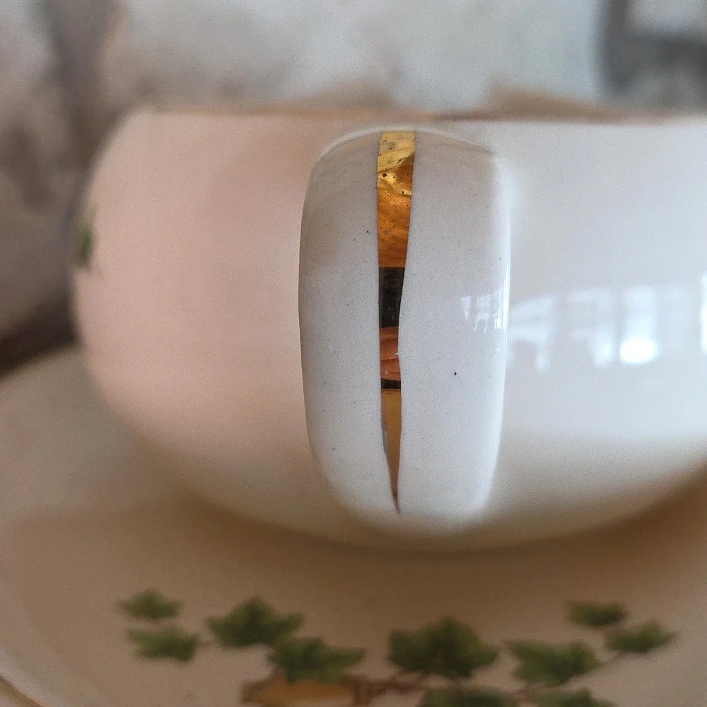 Greenbrier Green Ivy Gravy Boat & Underplate Paden City Pottery Mid-Century MCM
